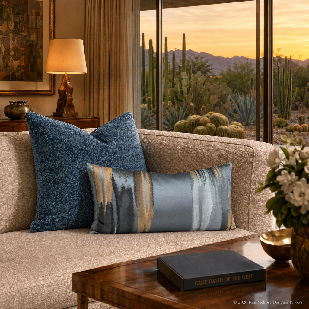 Luxury Lumbar Pillow – 24" × 14" – Blue Breeze