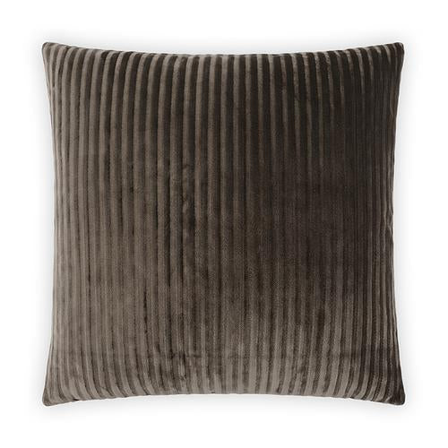 Luxury Pillow - 24” x 24” - Hayworth-Cedar; Luxurious velvet fabric styled with sleek vertical tufts in a cedar brown color