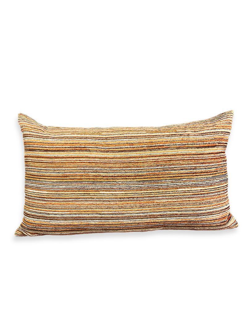 Lumbar Pillow - 24" x 14" - Formations-Spice; Lush textured stripes of  orange, brown, copper, orange, gold, grey and white on both sides