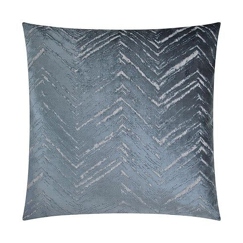 Luxury Lumbar Pillow - 24" x 14" -  Zermatt-Silver; Chevrons of light grey/silver across a velvet base