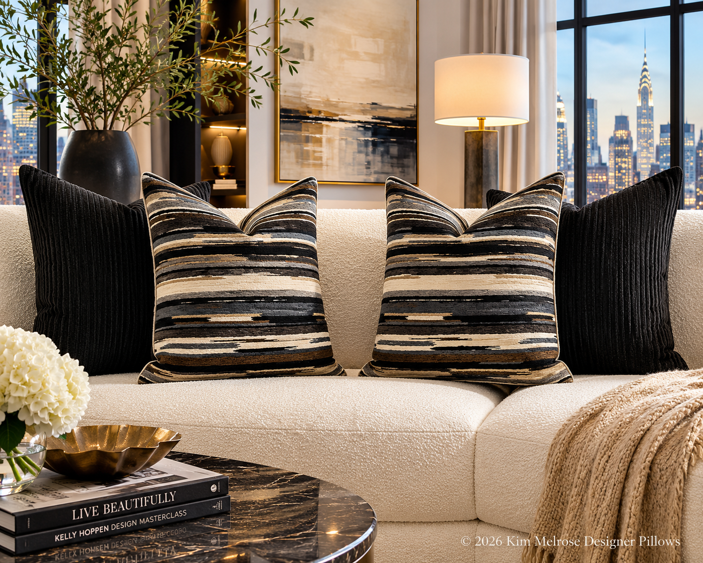 Luxury Pillow – 24" × 24" – Corduroy Black
