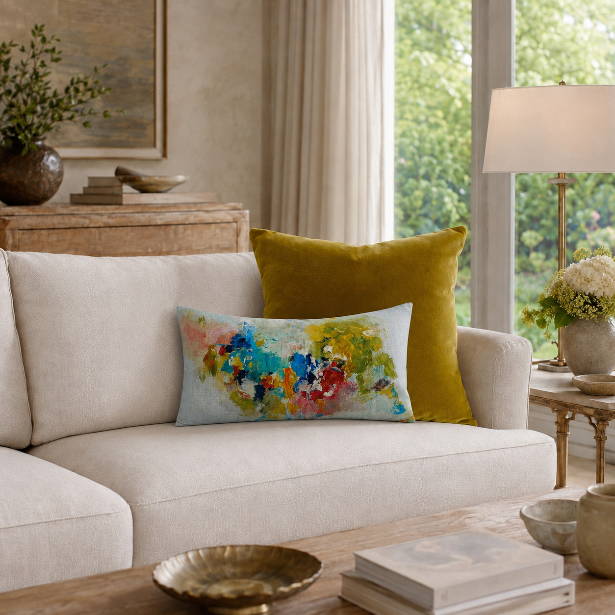 Luxury Lumbar Pillow – 24" × 14" – Giverny