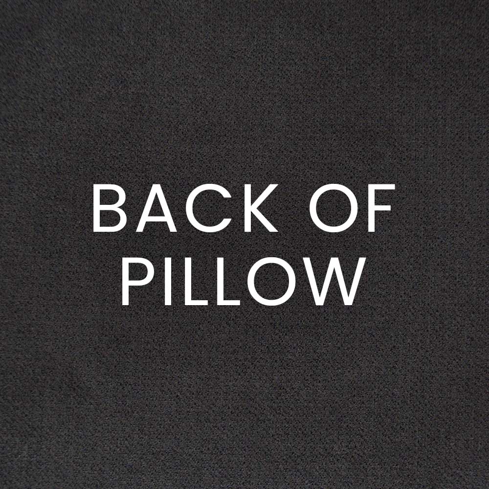 Text 'BACK OF PILLOW' on a black background