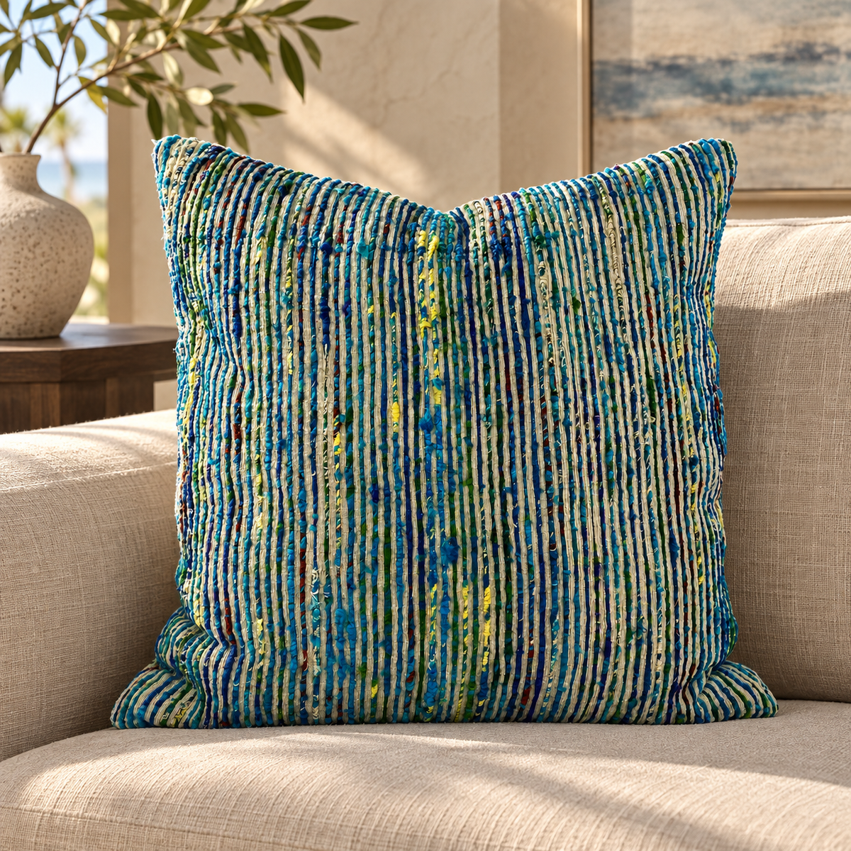 Color Twist Blue – 22" × 22" Luxury Square Pillow
