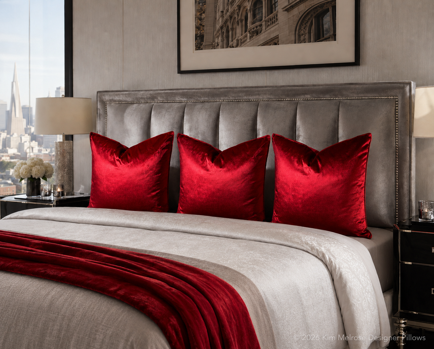 Luxury Pillow - 24" x 24"- Iridescence Double Front Ruby