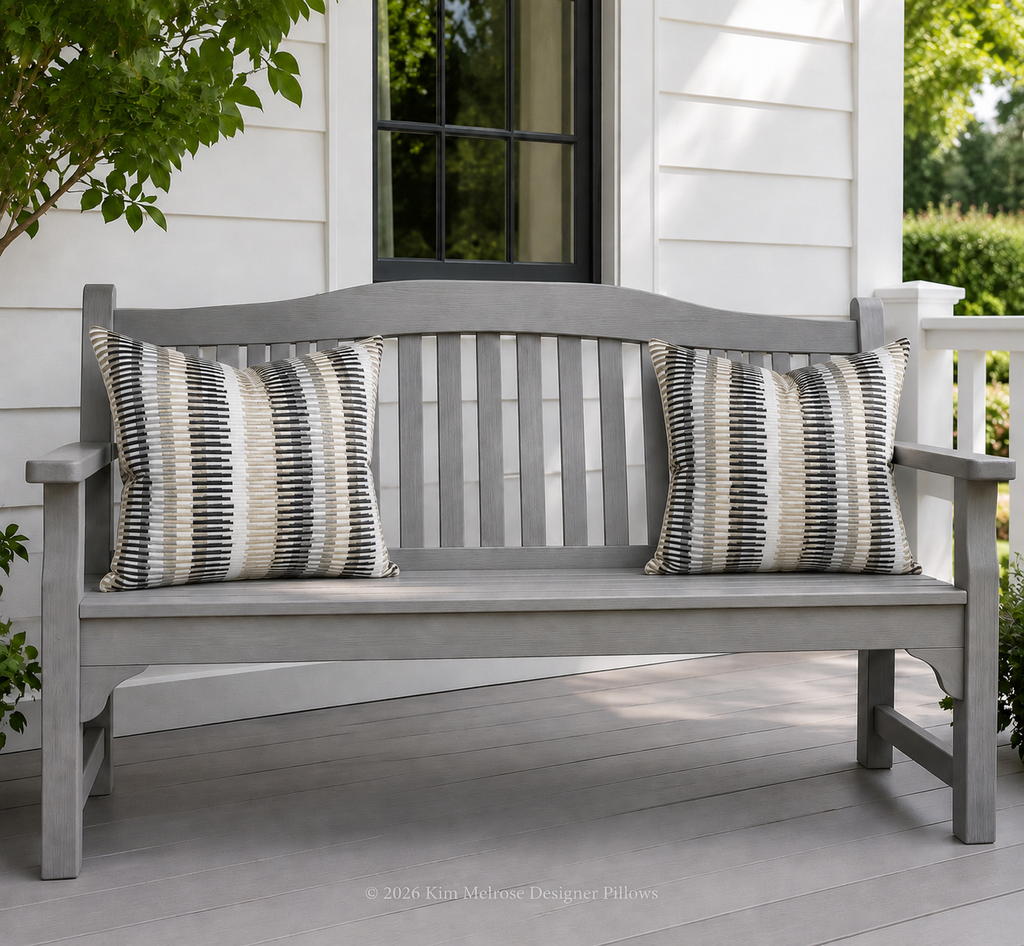 Luxury Outdoor Pillow – 22" × 22" – Sunfun Stripe Linen