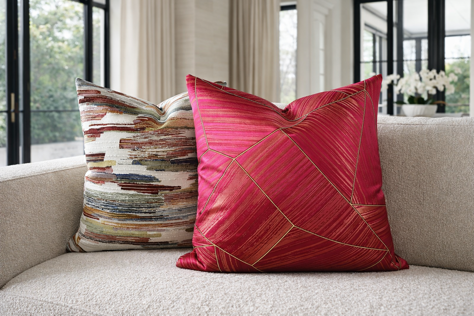 Luxury Pillow – 24" × 24" – Mixed Media Harvest