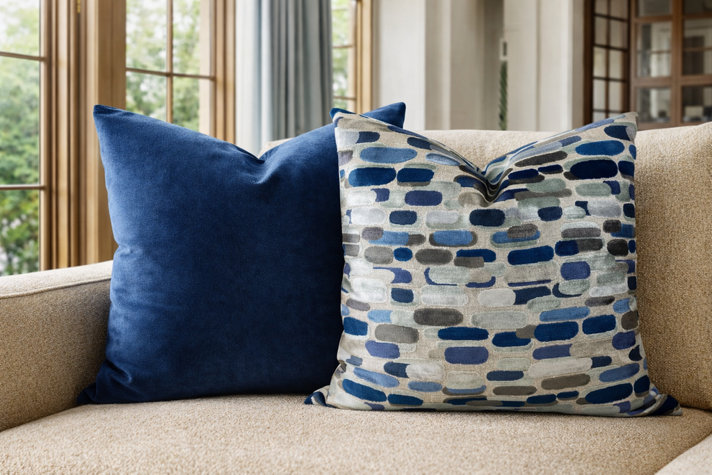 Solid blue azure in a soft velvety fabric