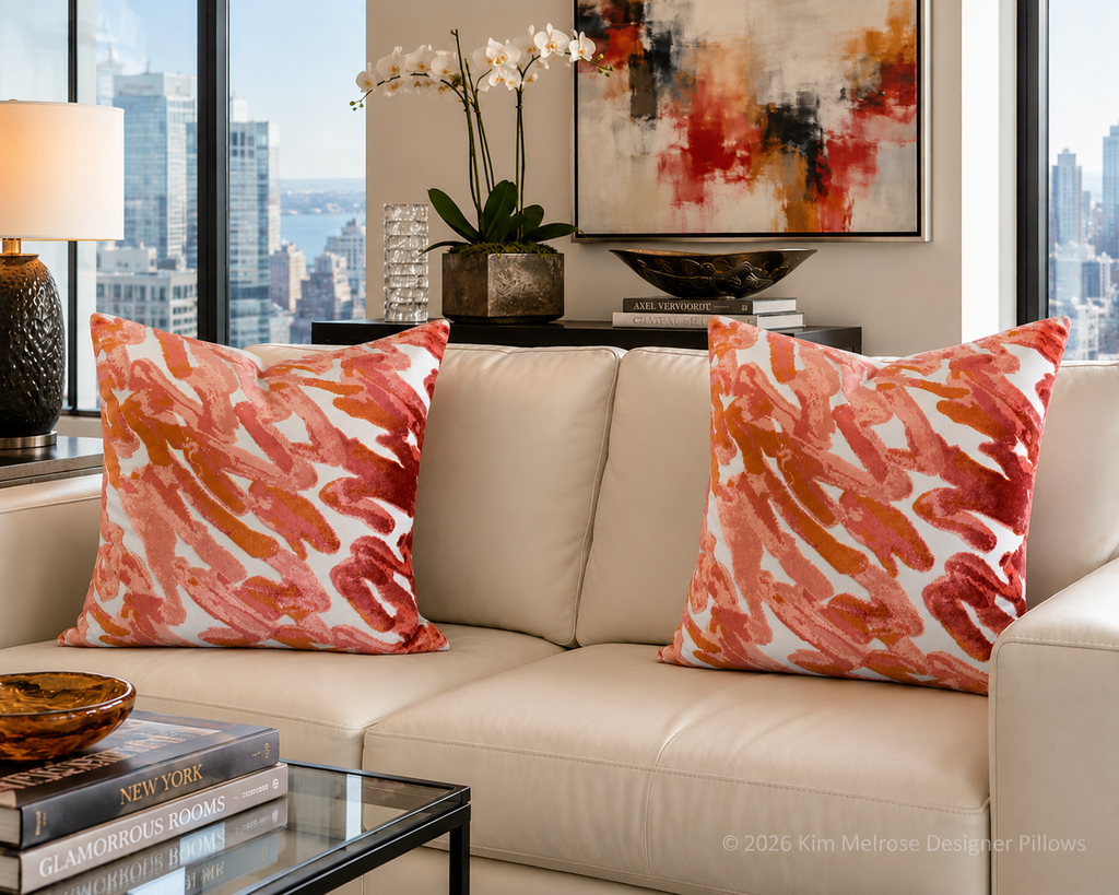 Luxury Pillow – 24" × 24" – Spoken Coral
