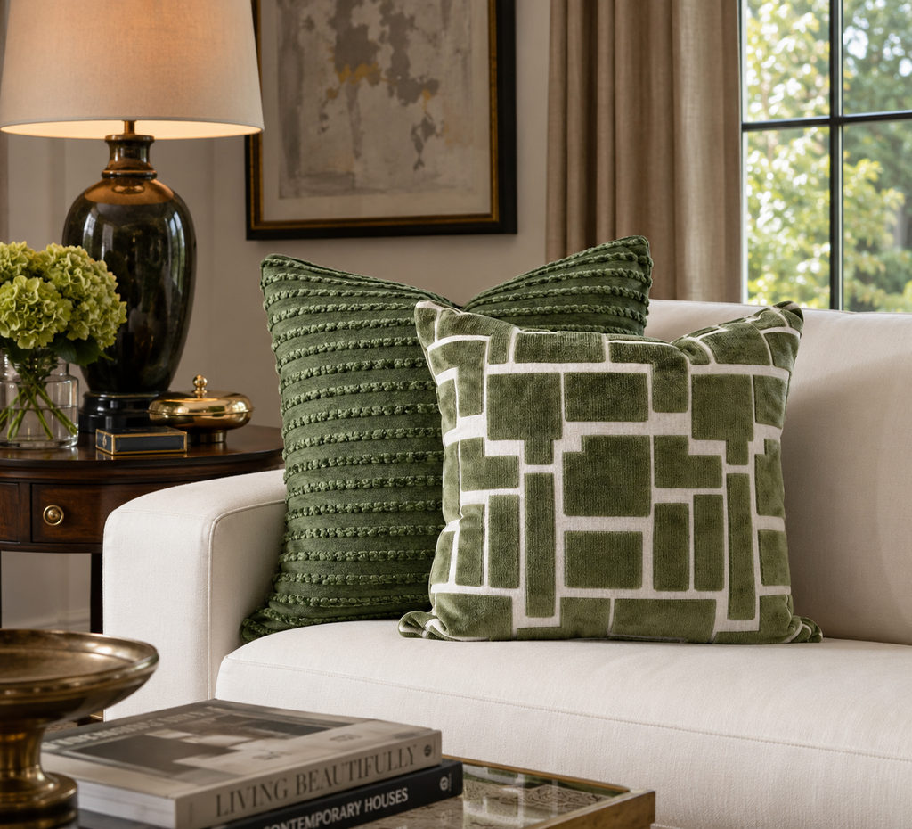 Luxury Pillow – 24" × 24" – Aura Olive