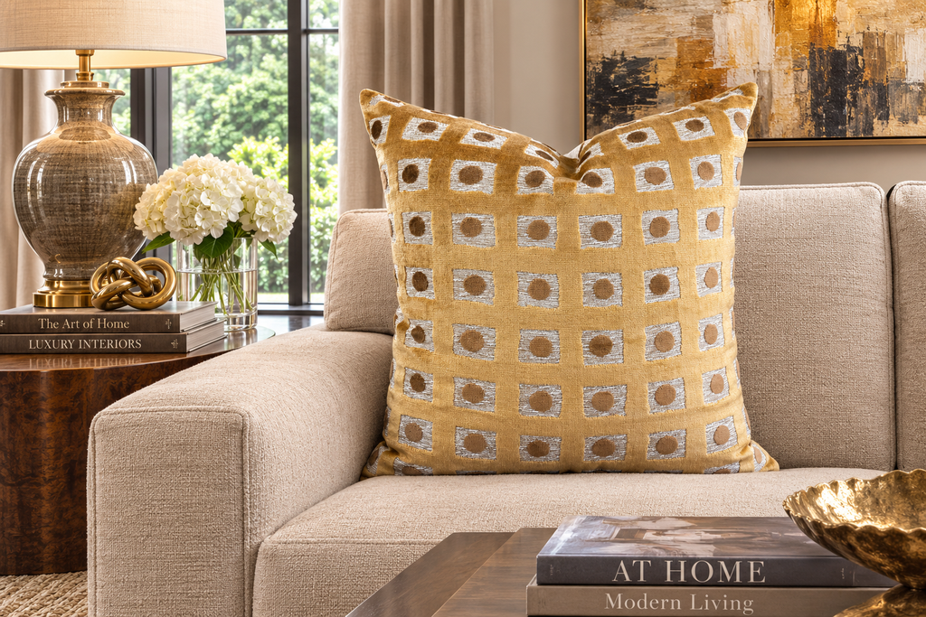 Luxury Pillow – 24" × 24" – Domino Topaz