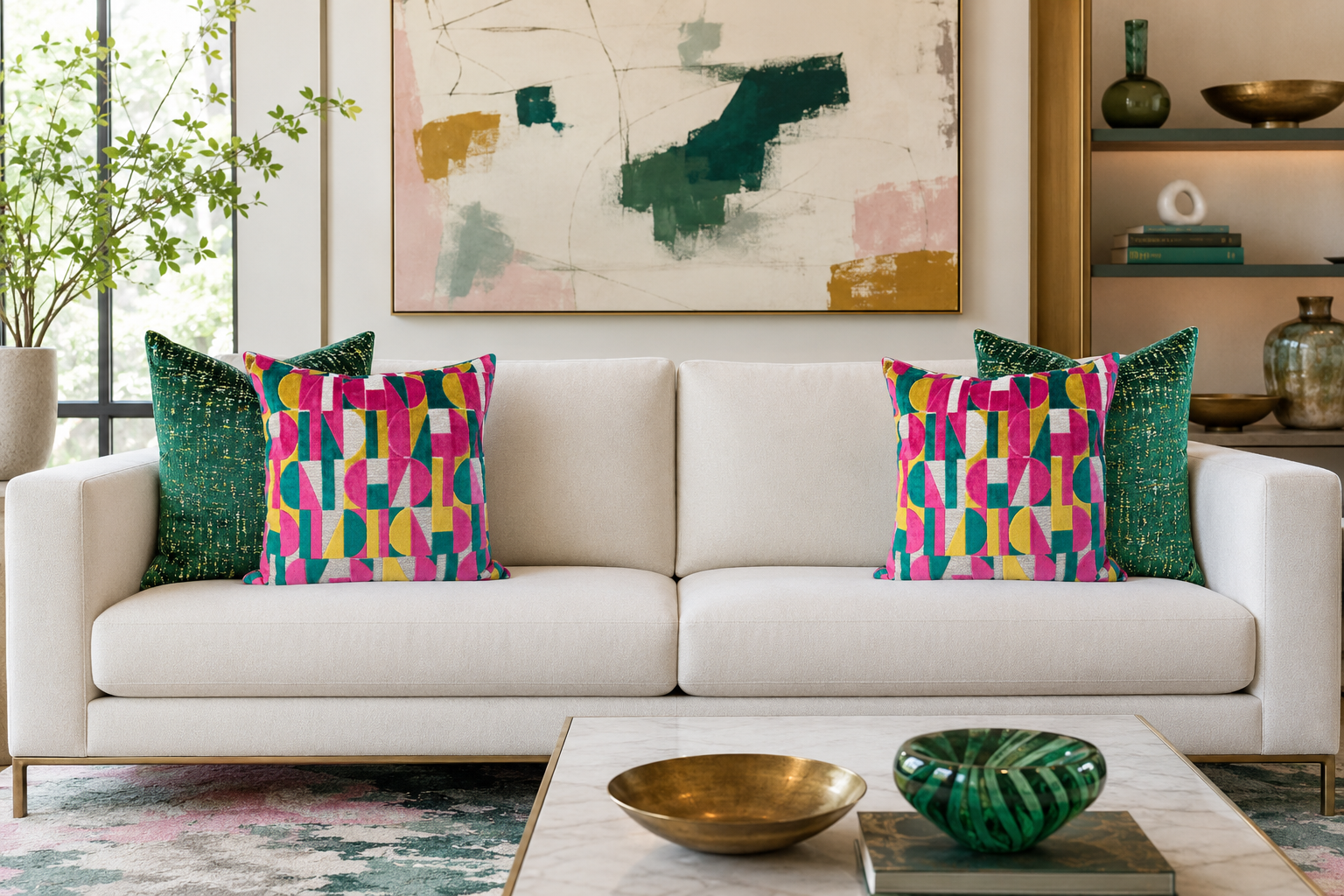 Luxury Pillow – 24" × 24" – Moonstruck Emerald