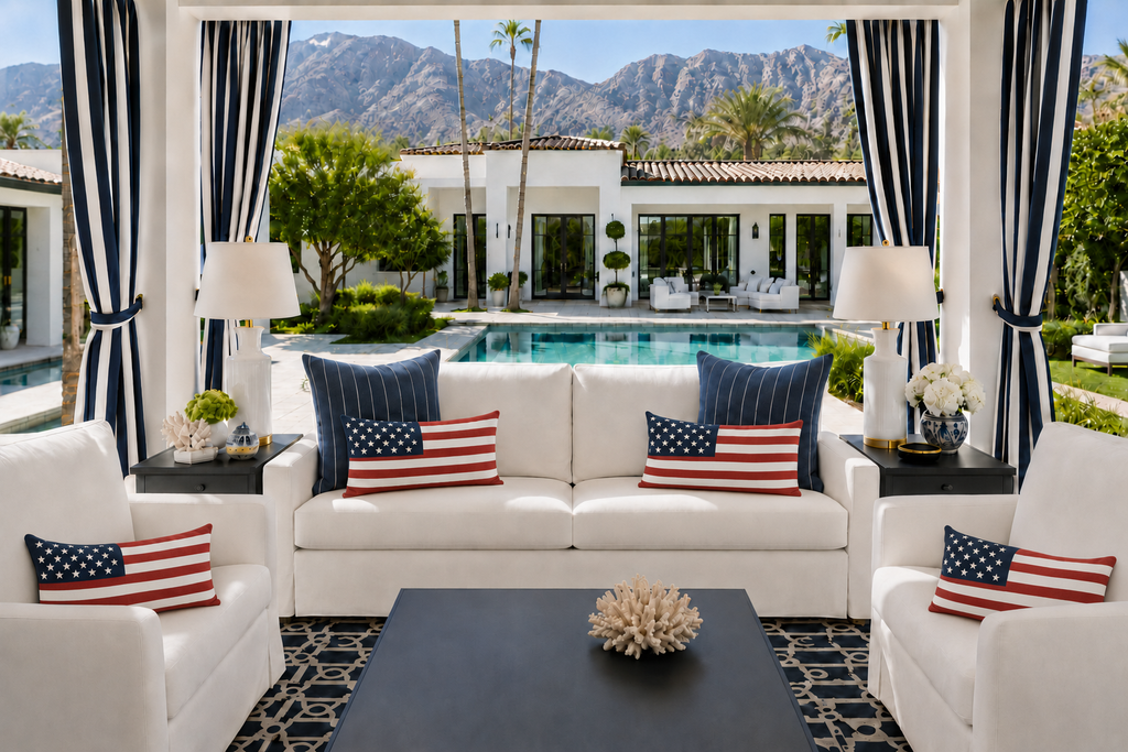 Luxury Outdoor Pillow – 22" × 22" – Malibu Indigo