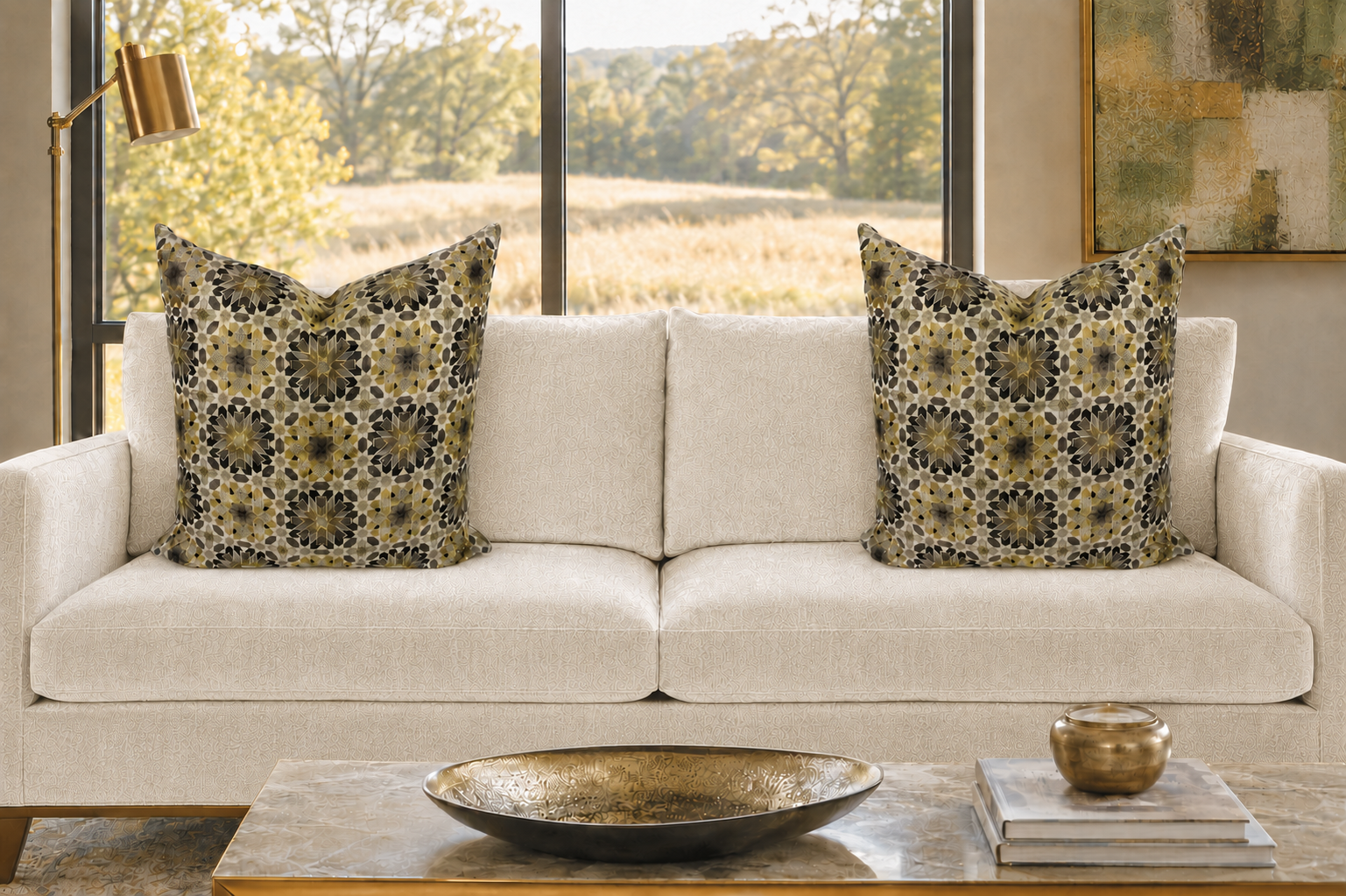 Luxury Pillow – 24" × 24" – Golden Snowflake