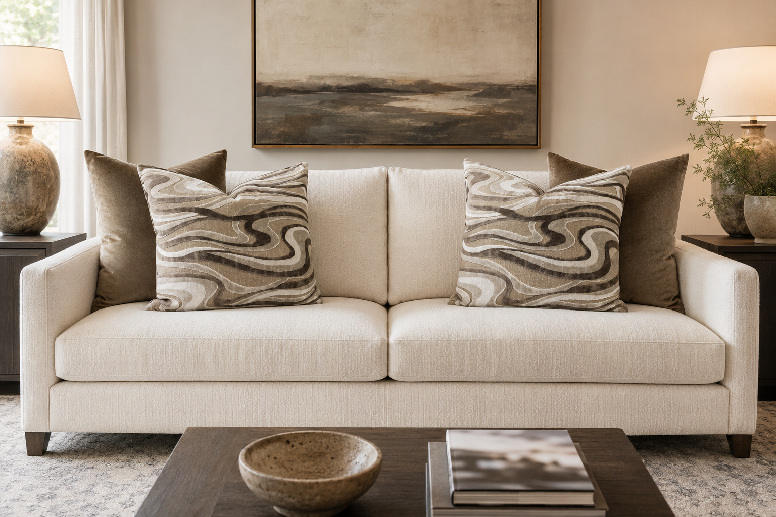Luxury Pillow – 24" × 24" – Sway Travertine