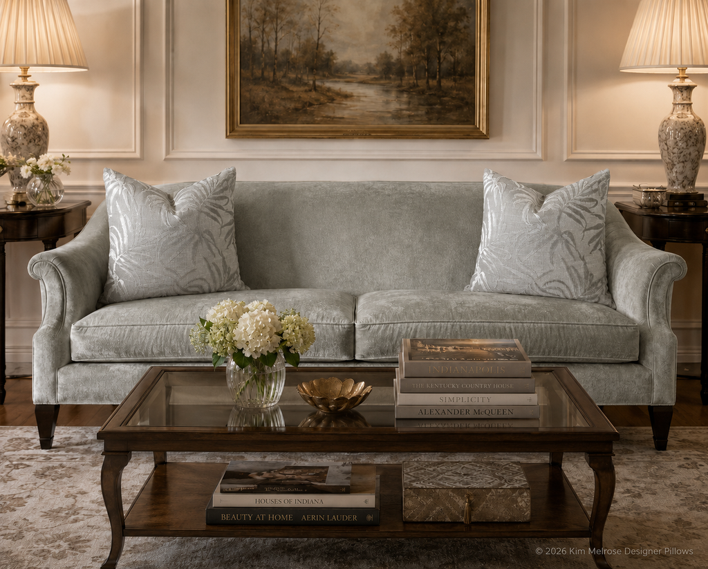 Luxury Pillow – 24" × 24" – Silver Fronds