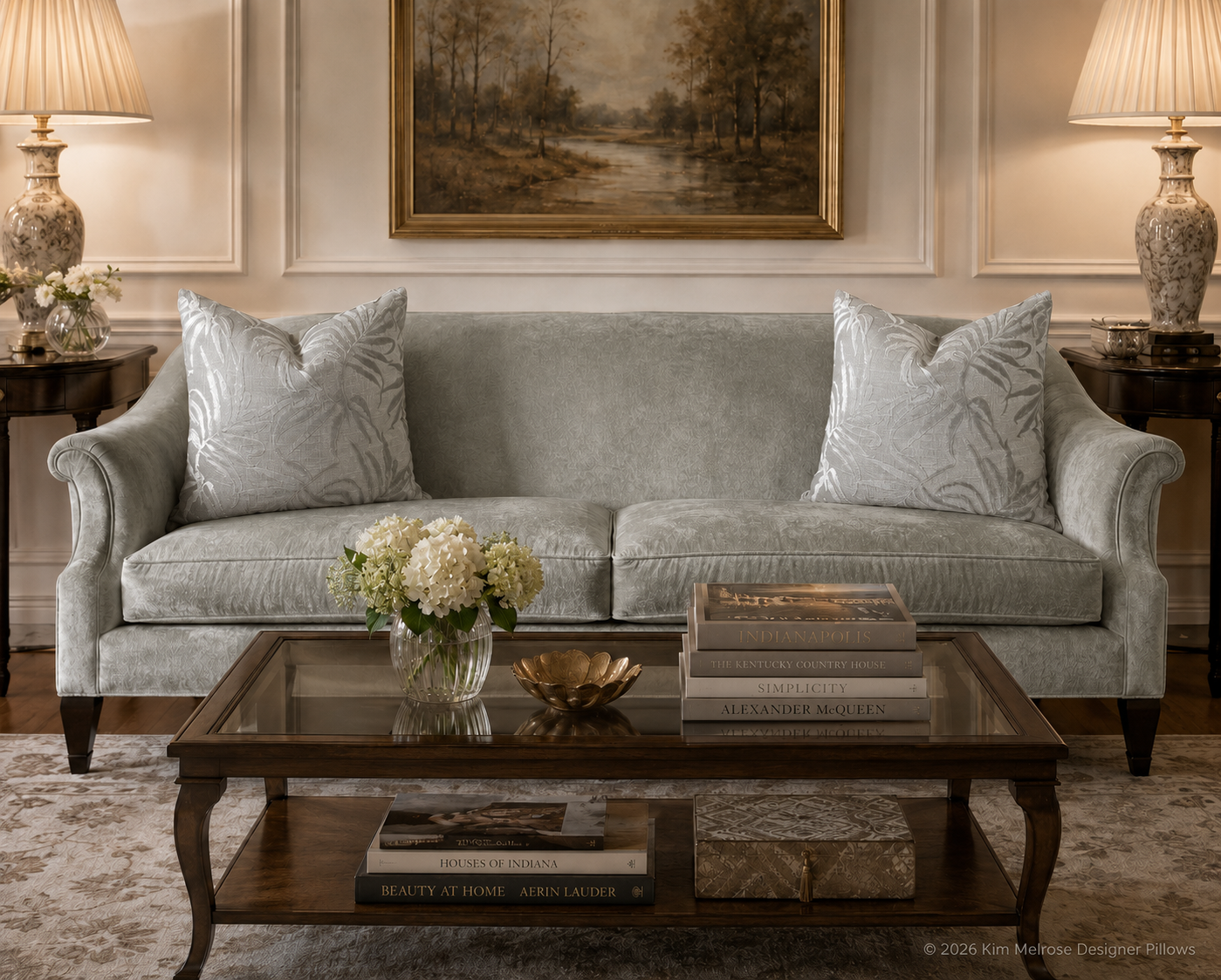 Luxury Pillow – 24" × 24" – Silver Fronds