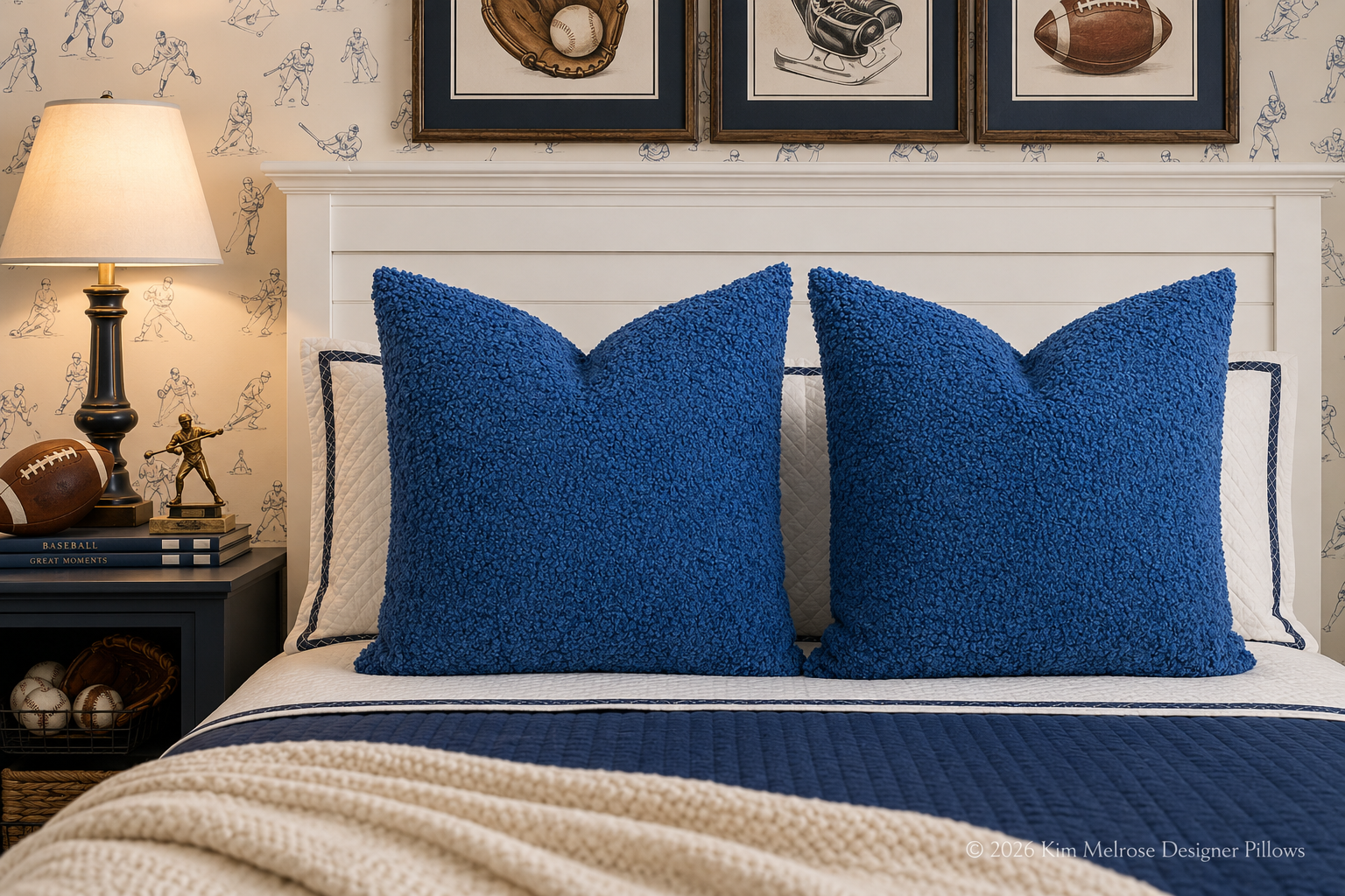 Luxury Pillow – 24" × 24" – Poodle Navy