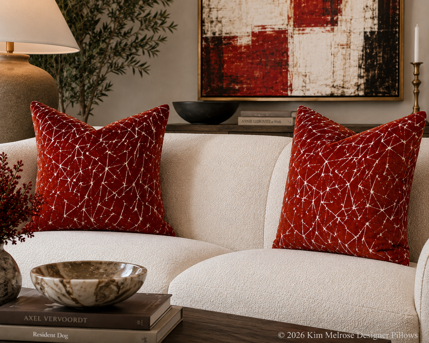 Luxury Pillow – 24" × 24" – Finale Garnet