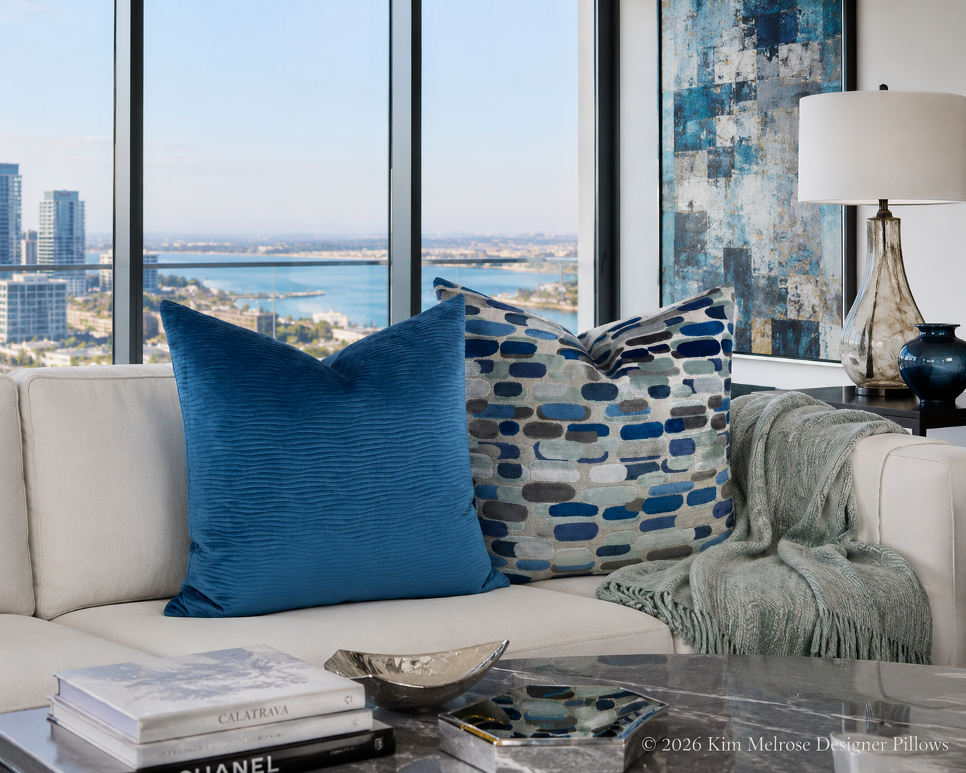 Stream Navy & Capsules Seaside Living Room
