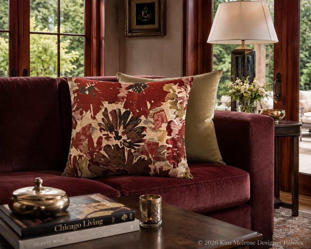 Luxury Pillow – 24" × 24" – Spring Meadow Red