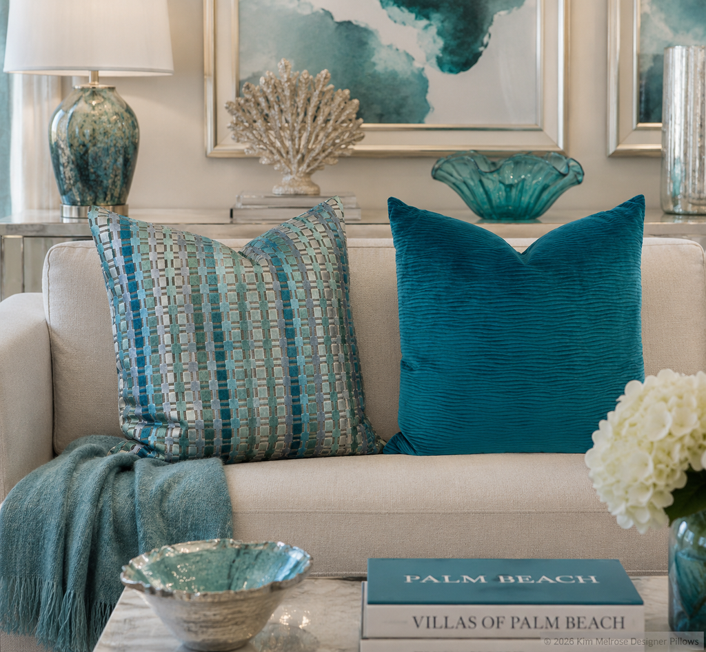 Luxury Pillow – 24" × 24" – Time Square Teal