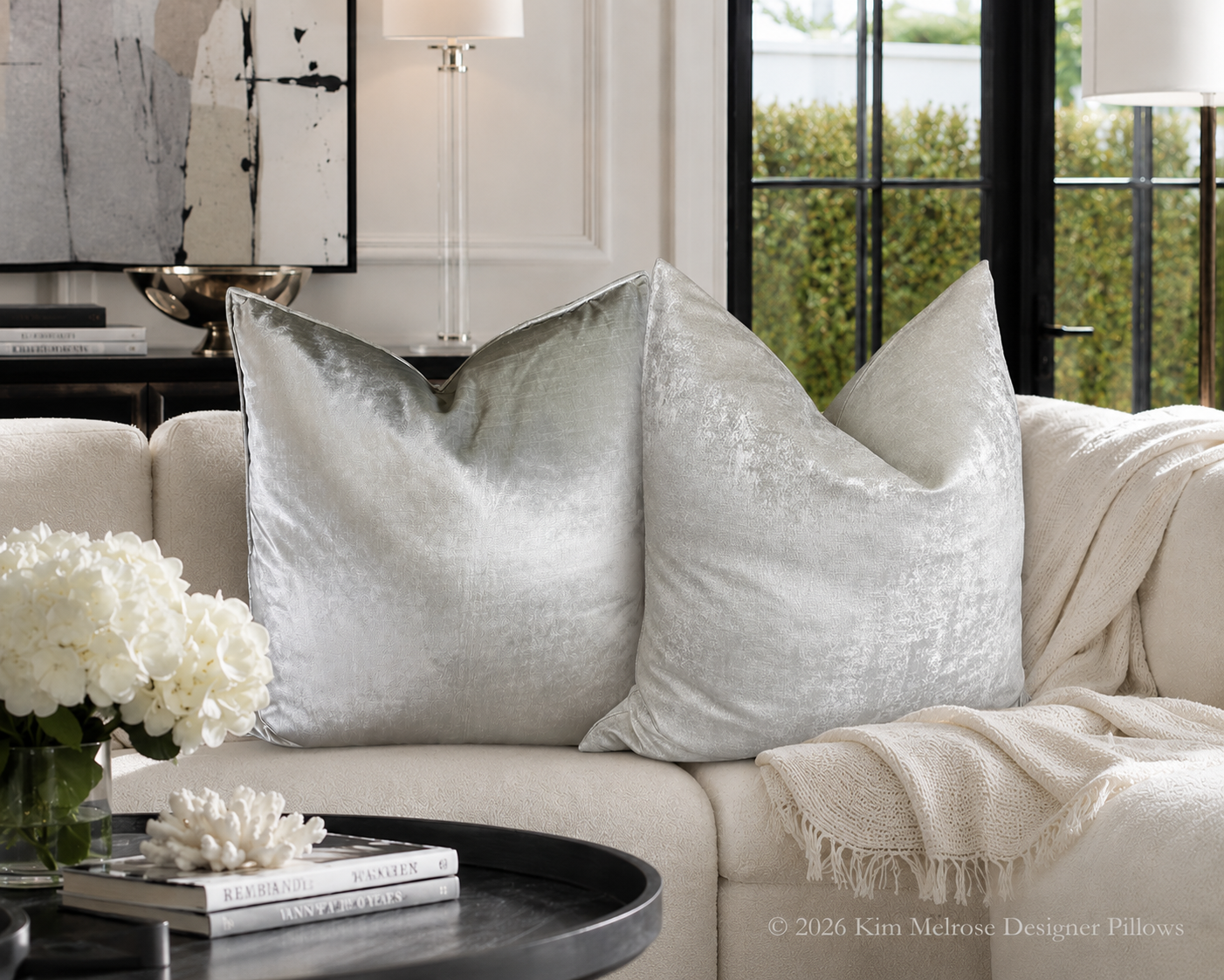 Luxury Pillow – 24" × 24" – Iridescence Double Front Silver