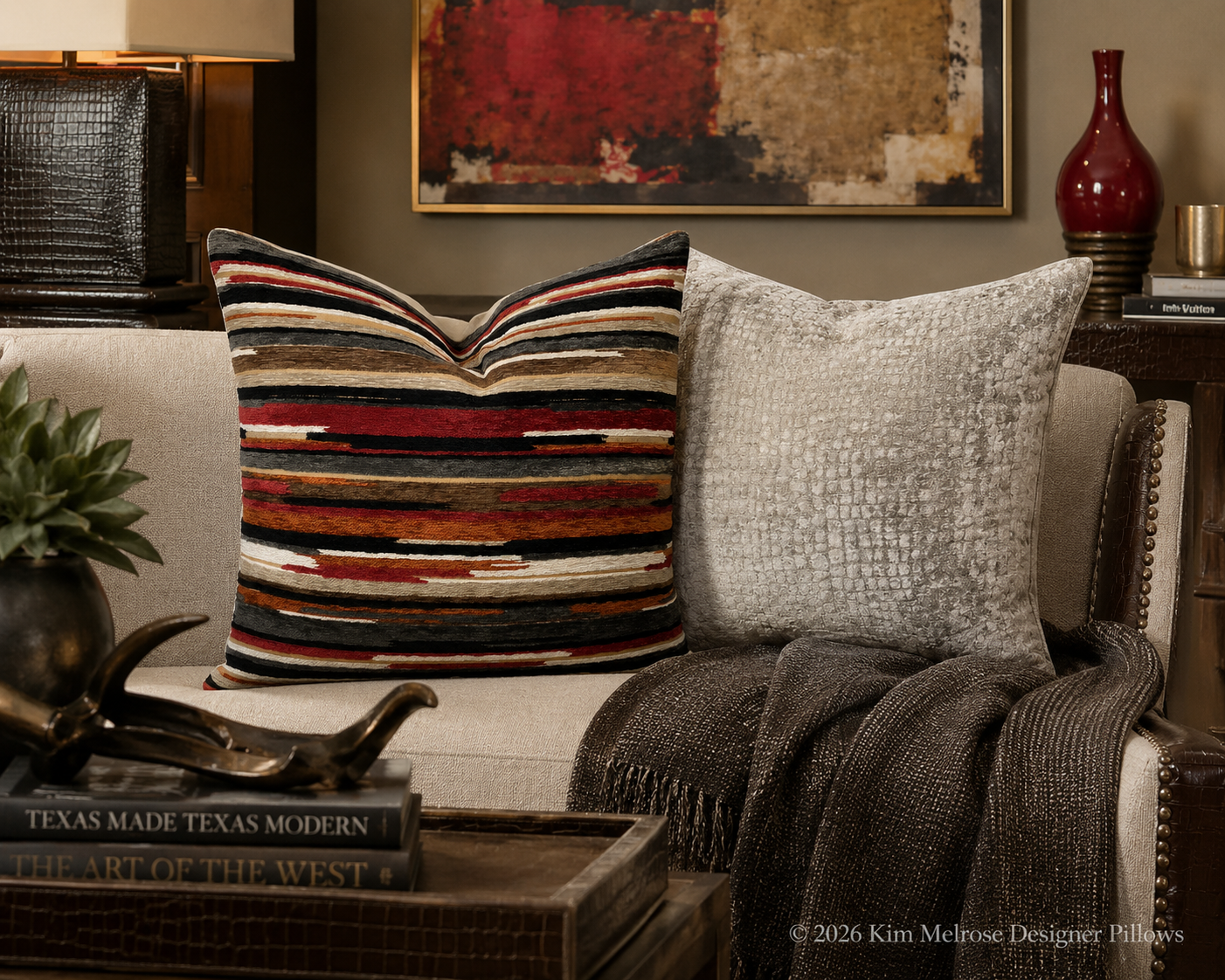 Luxury Pillow – 24" × 24" – Cocoa Alligator