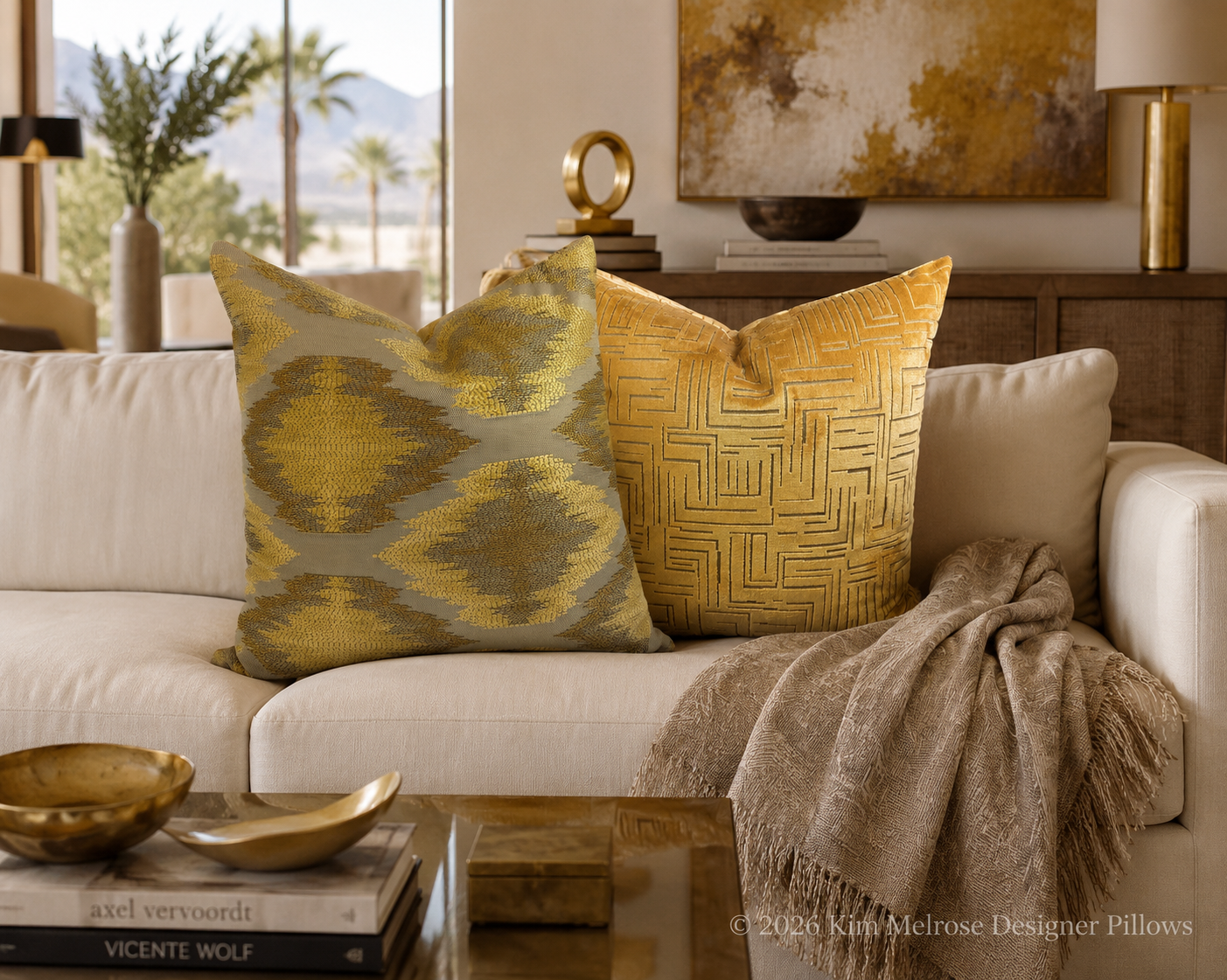 Luxury Pillow – 24" × 24" – Aztec Gold