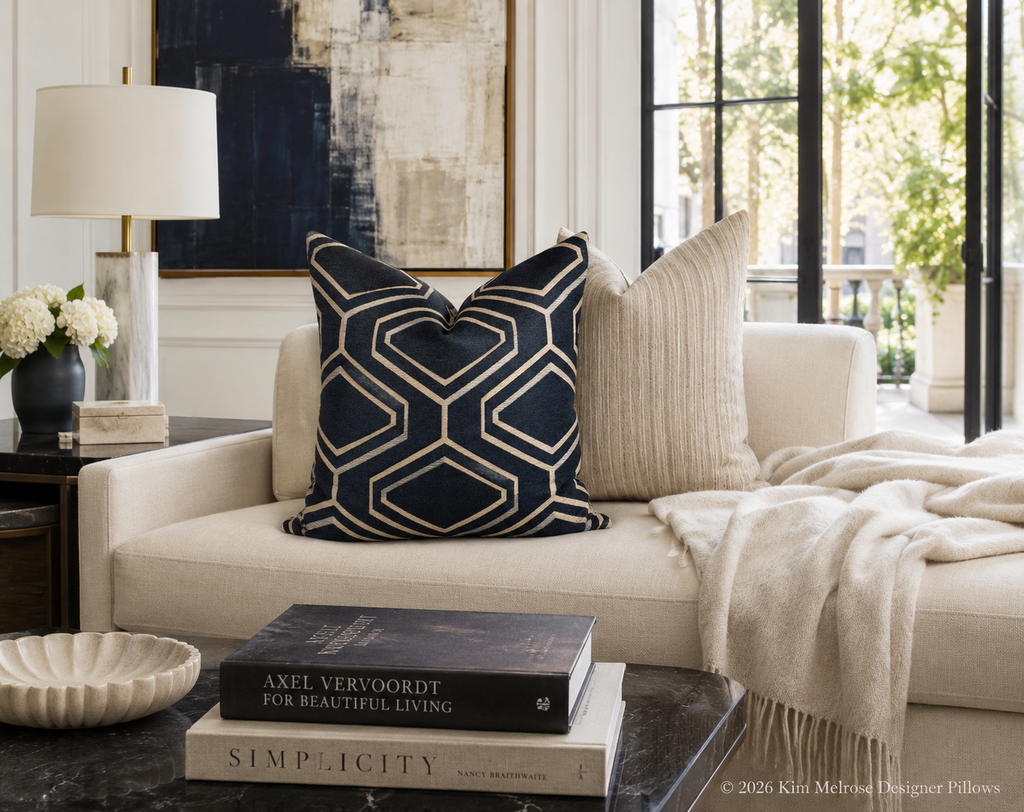 Luxury Pillow – 24" × 24" – Geo Blue