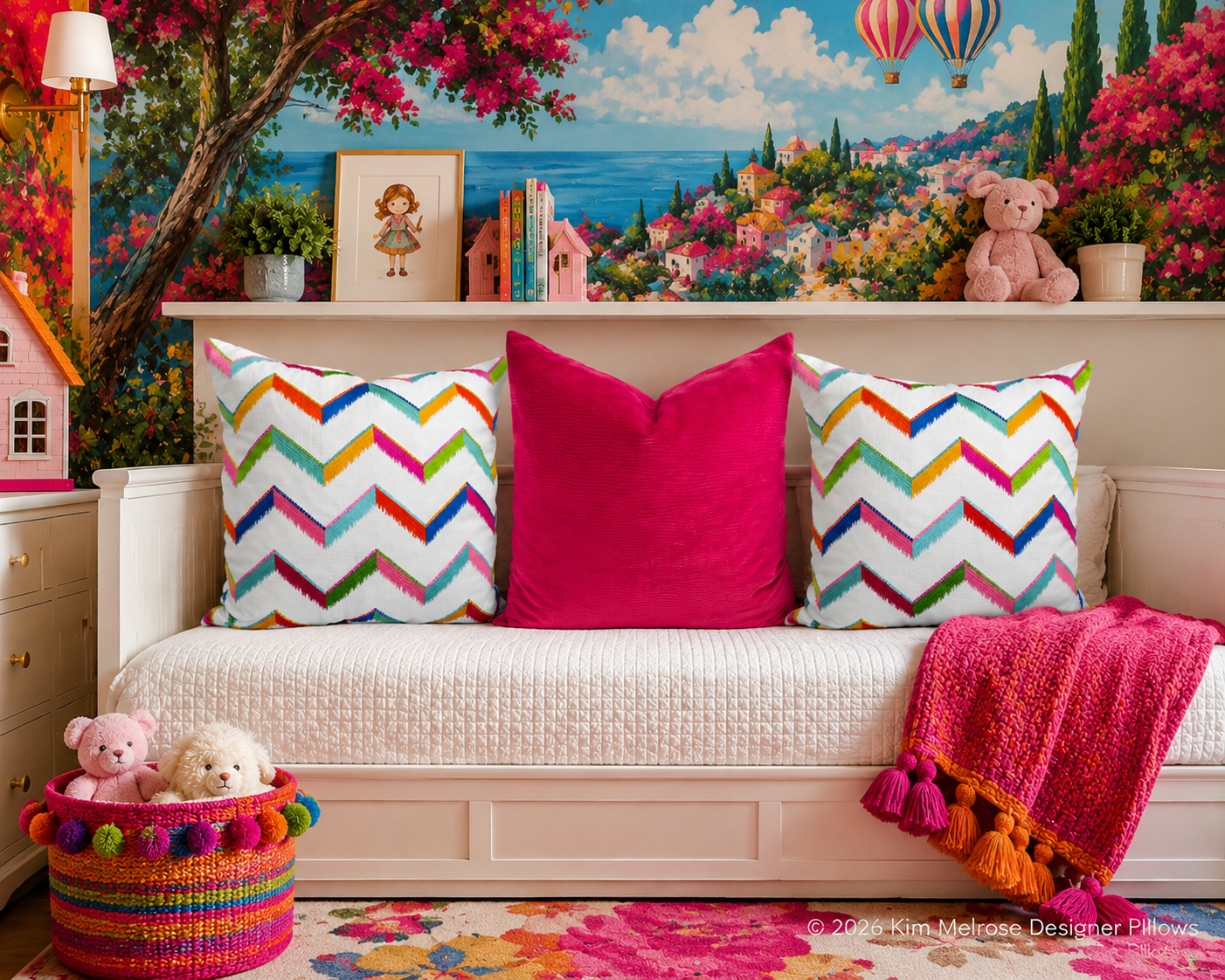 Luxury Pillow – 24" × 24" – Chevron Confetti