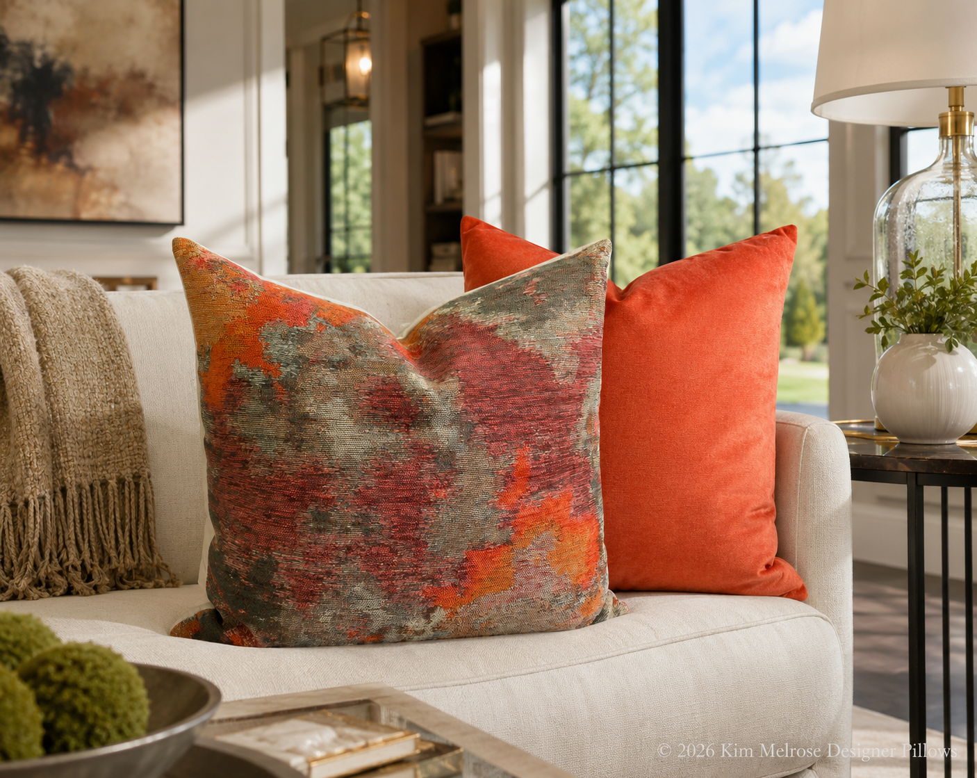 Luxury Pillow – 24" × 24" – Belvedere Mango