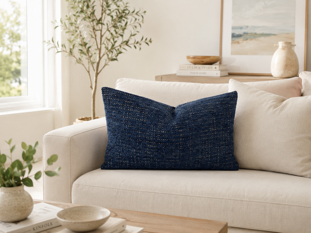 Luxury Lumbar Pillow – 24" × 14" – Midnight Brass