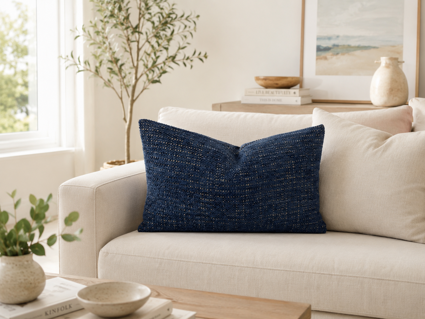 Luxury Lumbar Pillow – 24" × 14" – Midnight Brass