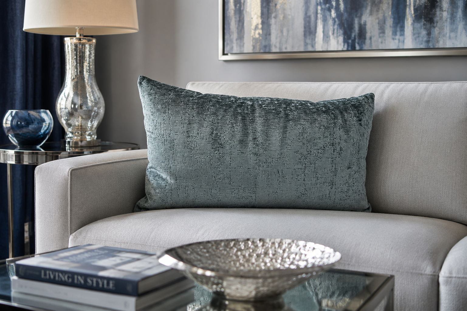 Luxury Lumbar Pillow – 24" × 14" – Hamlet Mist