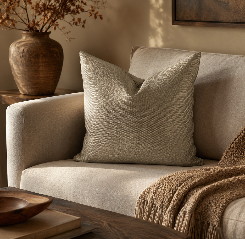 Luxury Pillow – 24" × 24" – Champagne Weave