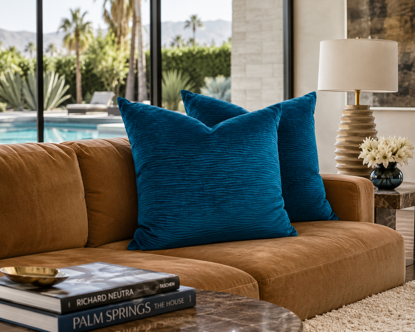 Luxury Pillow – 24" × 24" – Stream Teal