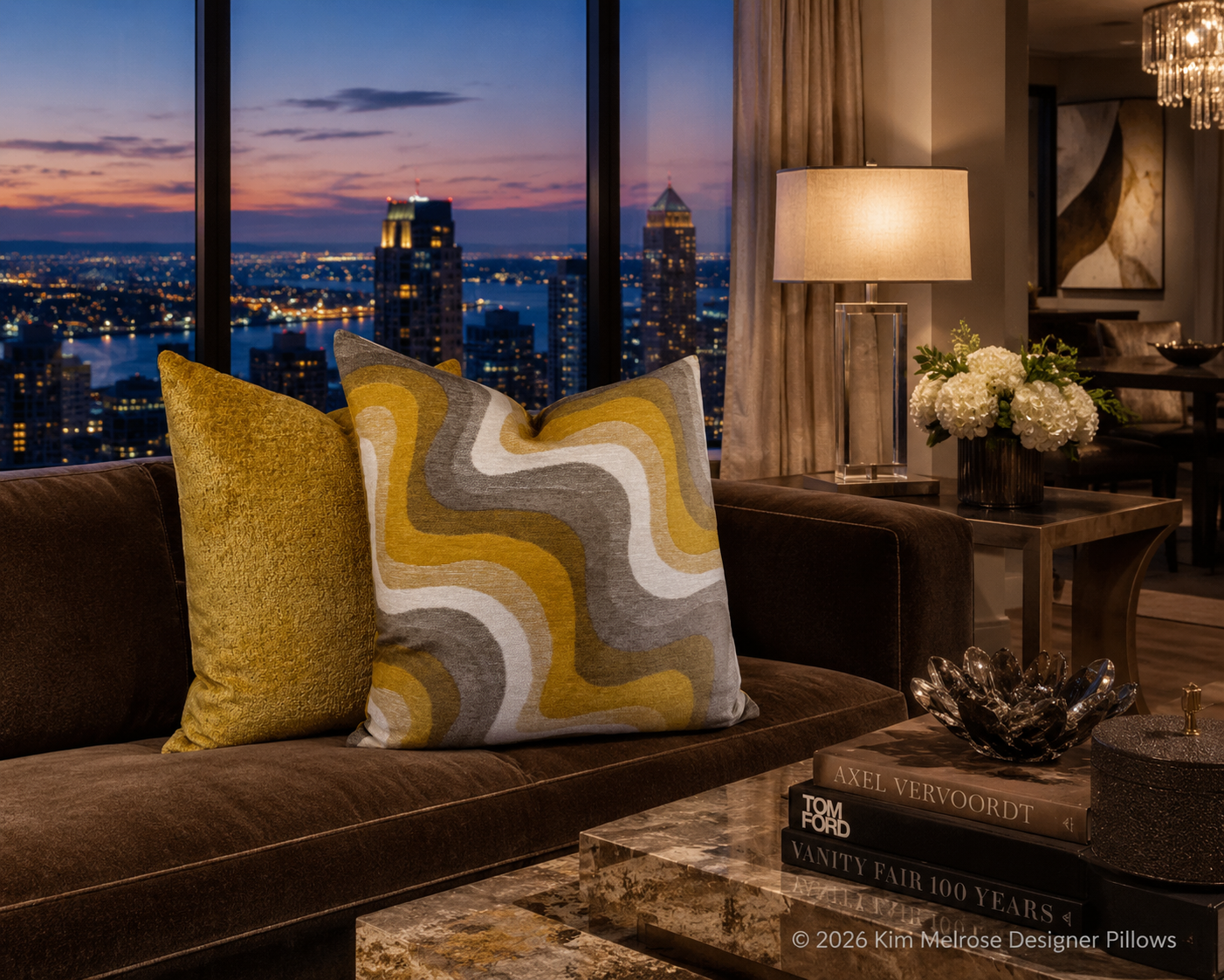 Luxury Pillow – 24" × 24" – Saffron Swirl
