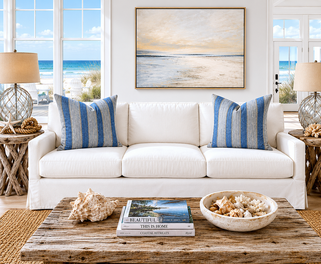 Luxury Pillow – 24" × 24" – Natural Weave Denim