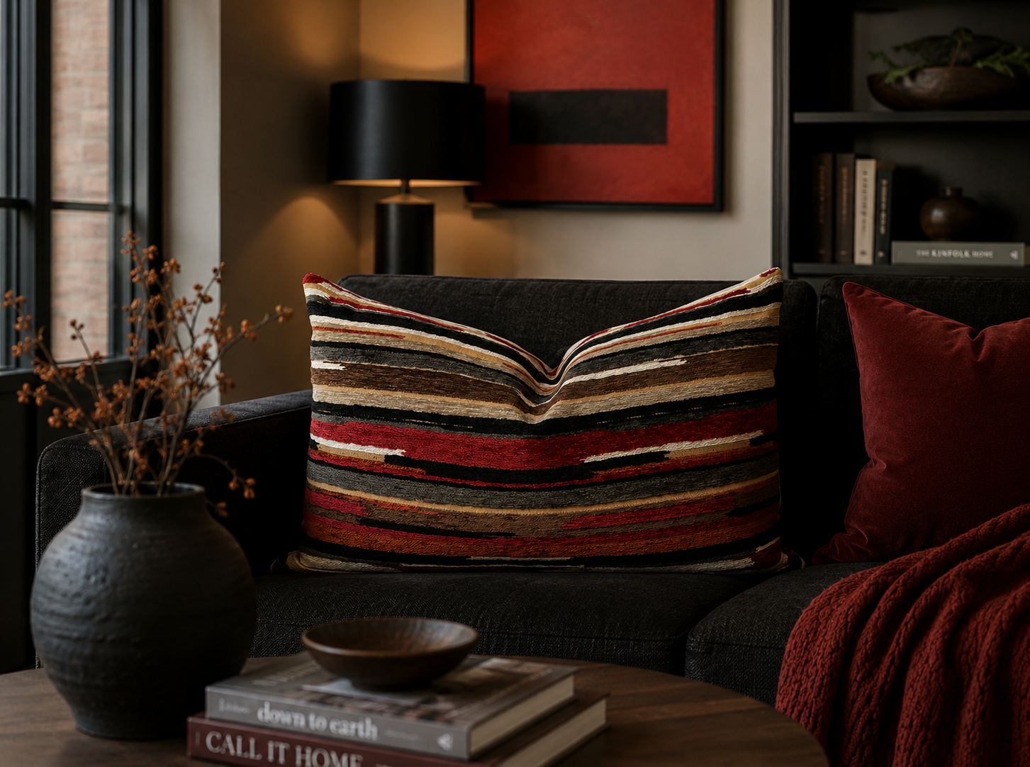 Luxury Lumbar Pillow – 24" × 14" – Vivid Cayenne