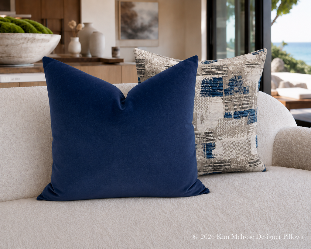 Luxury Pillow – 24" × 24" – Navy Blue Velvet