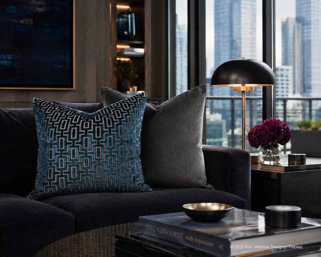 Luxury Pillow – 24" × 24" – Bergman Sapphire