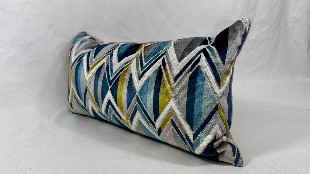 Facet Ocean – 24" × 14" Luxury Lumbar Pillow