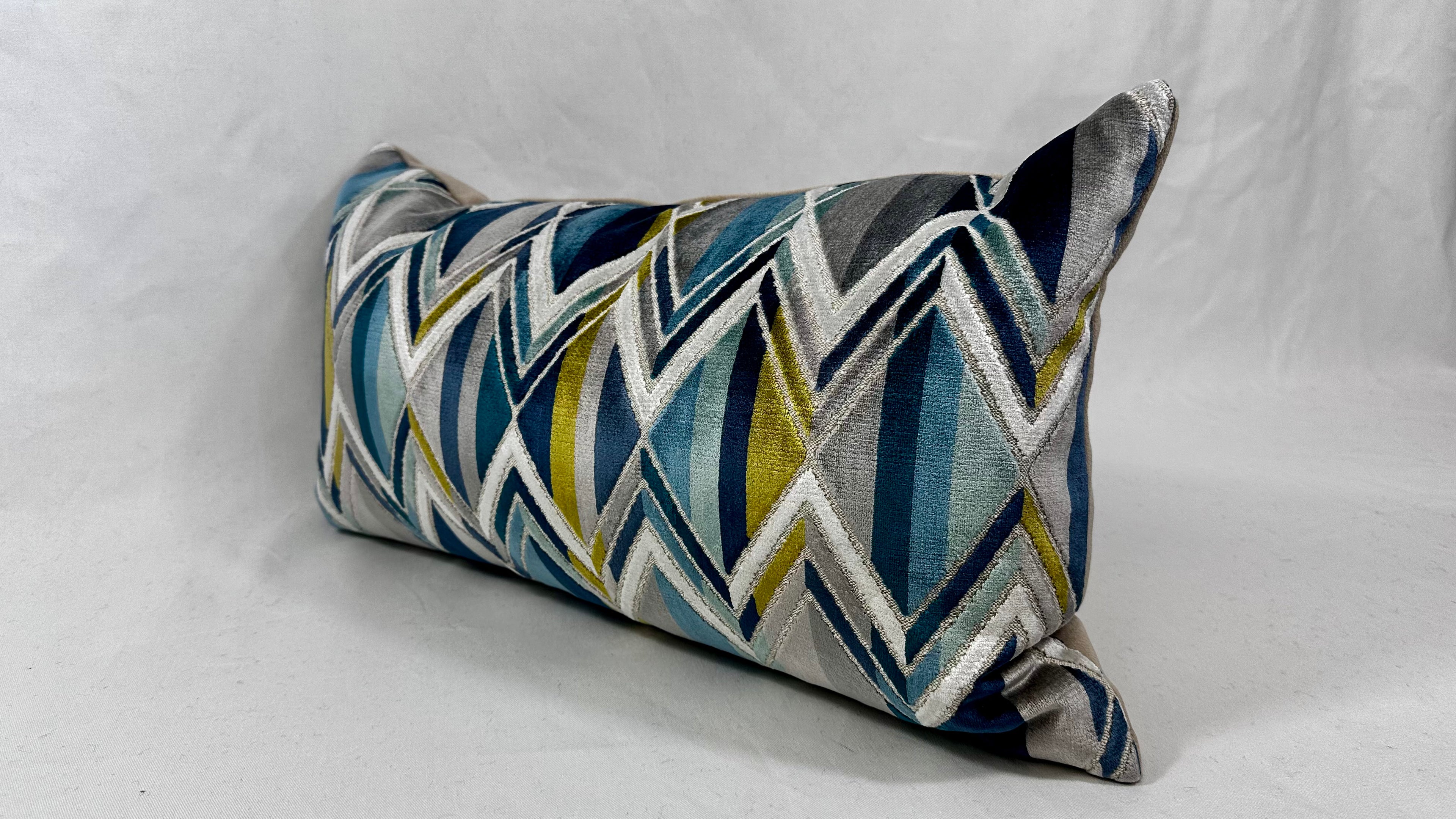 Facet Ocean – 24" × 14" Luxury Lumbar Pillow