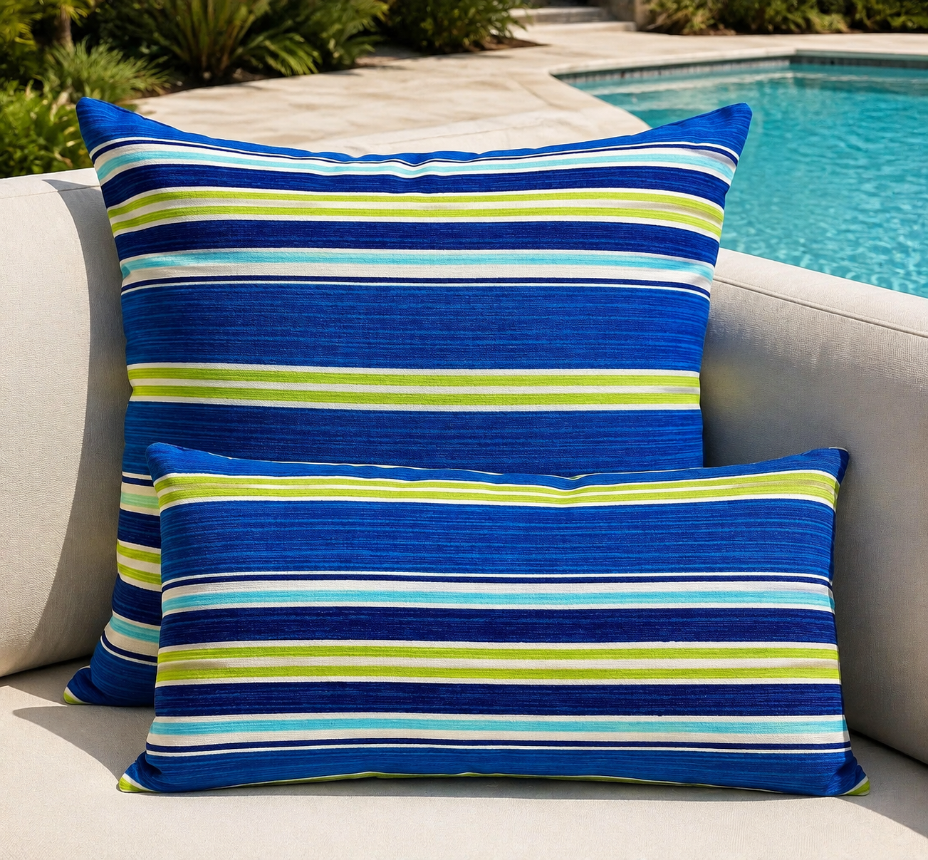 Luxury Outdoor Pillow – 22" × 22" – Cayman Reef