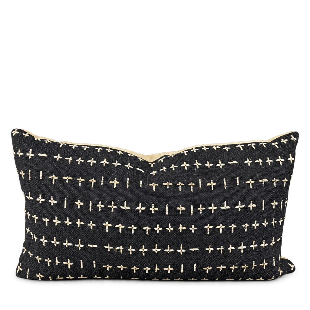 Morales Black – 24" × 14" Luxury Lumbar Pillow