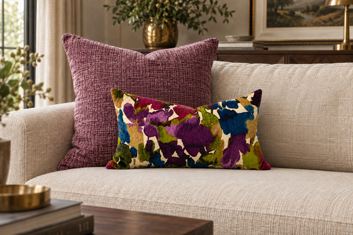 Aquarelle Multi – 24" × 14" Luxury Lumbar Pillow