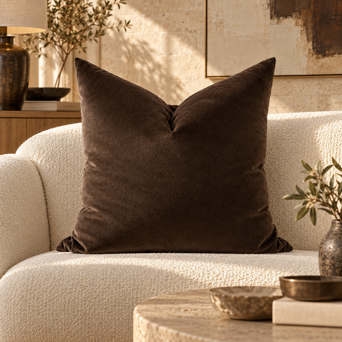 Belvedere Espresso – 24" × 24" Luxury Square Pillow