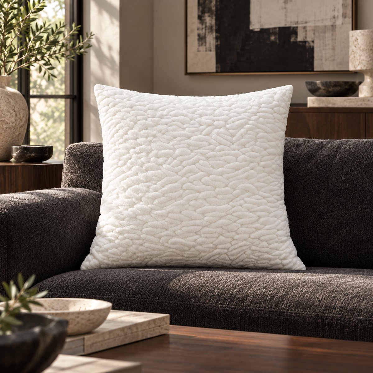 Callard Snow – 24" × 24" Luxury Square Pillow