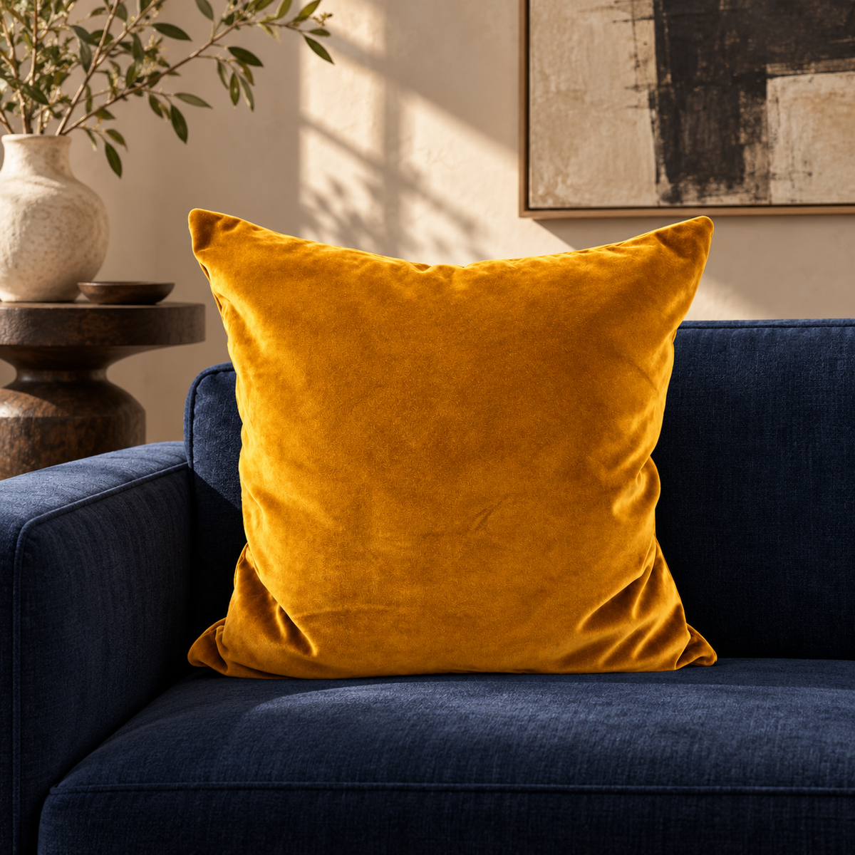 Caramel Mohair – 24" × 24" Luxury Square Pillow
